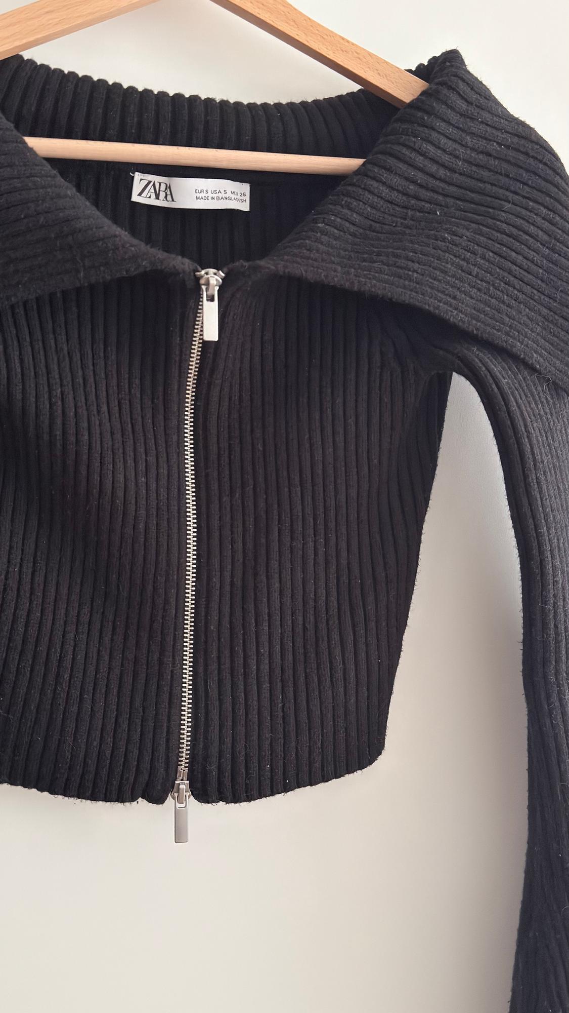 ZIP-UP RIBBED KNIT CARDIGAN - Image 3