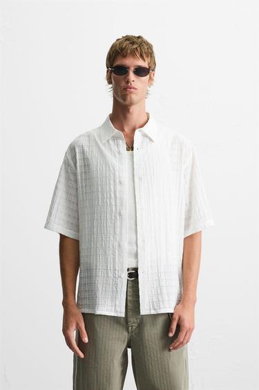 CHEMISE STRUCTURÉE À CARREAUX - Blanc de Zara