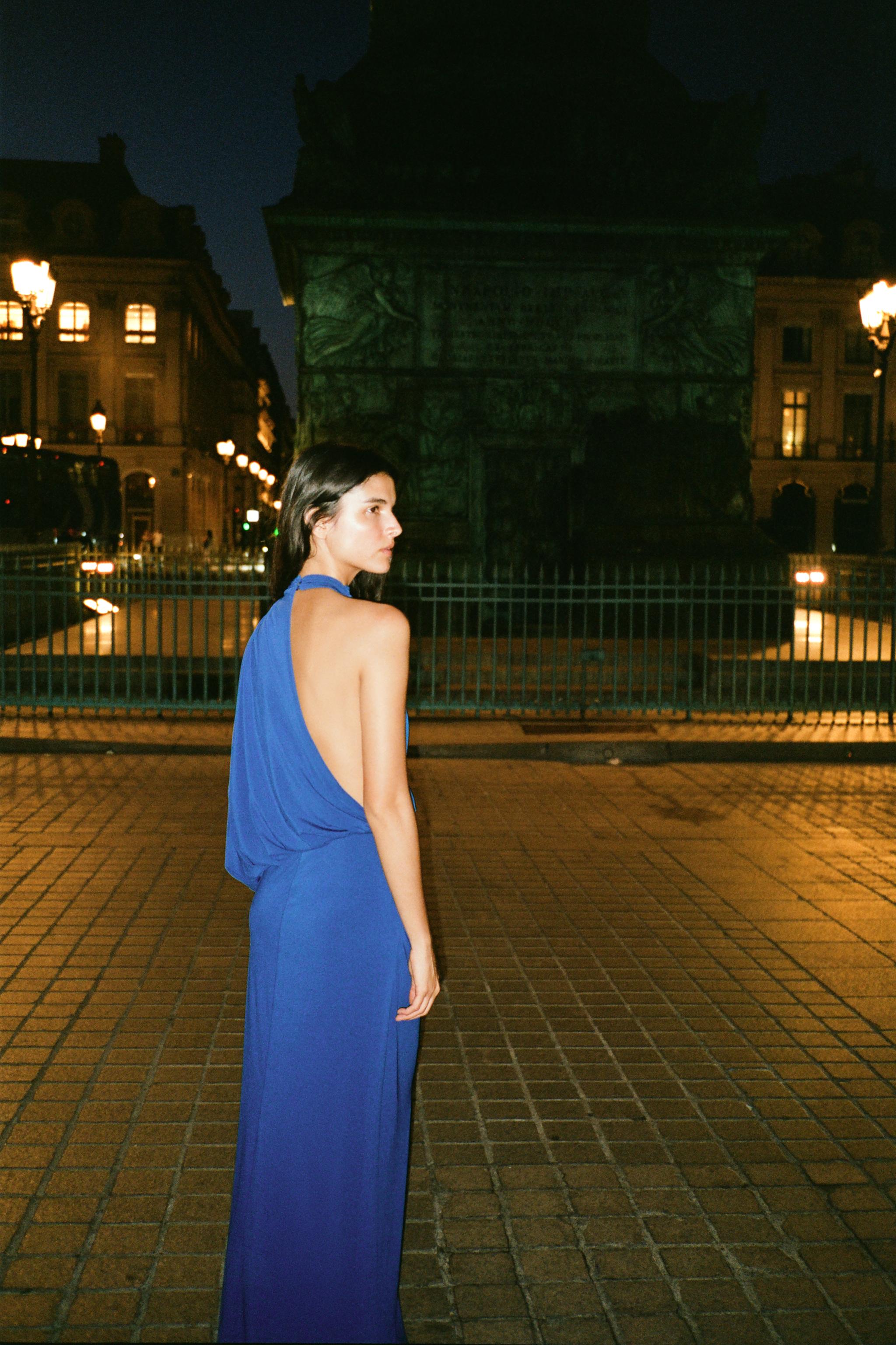 DRAPED CAPE DRESS - Cornflower blue | ZARA United States