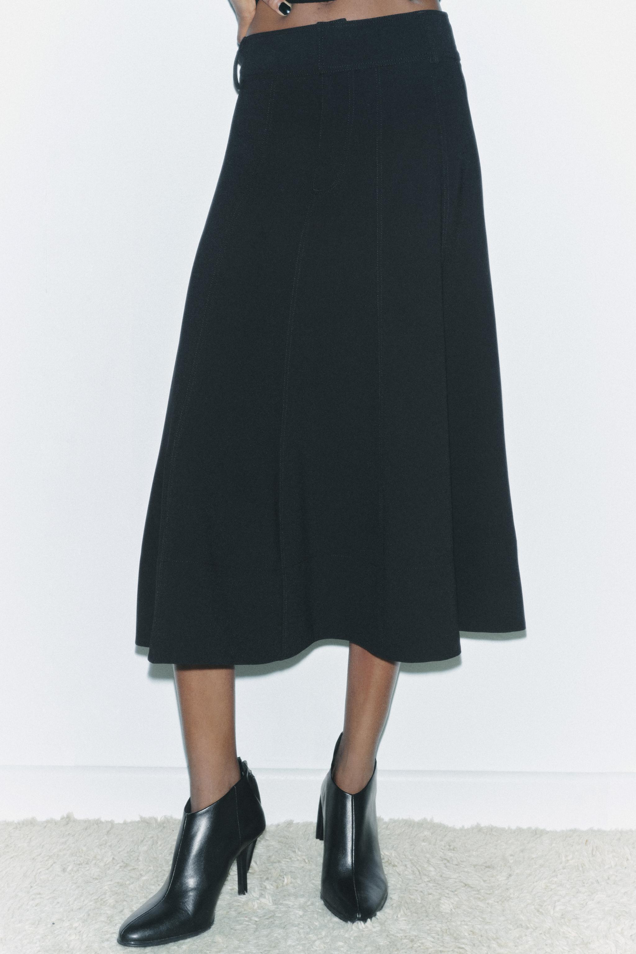 Black midi skirt zara hotsell