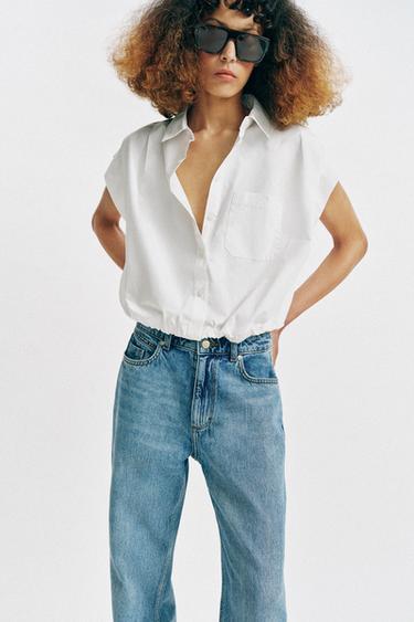BALLOON CROPPED SHIRT - White by Zara
