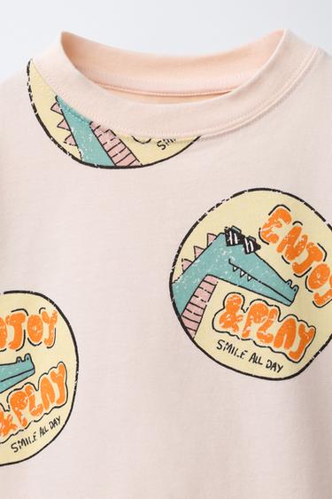T-SHIRT À IMPRIMÉ DINOSAURES - Rose clair de Zara - Image 2