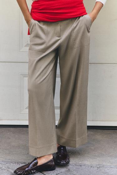 CROPPED STRAIGHT PANTS — Light brown 2