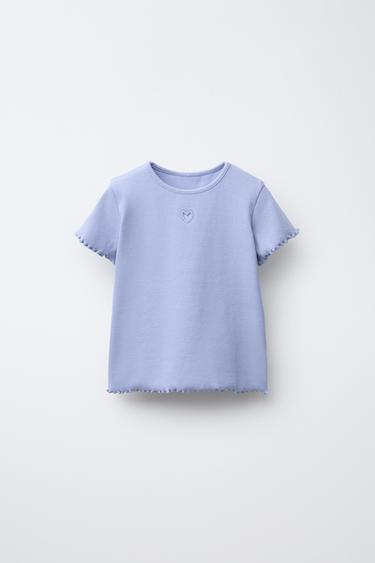RIBBED CUT-OUT HEART T-SHIRT - Light lilac by Zara - Image 0