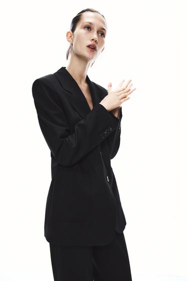 Zara STRAIGHT CUT POCKET BLAZER ZW COLLECTION - Black