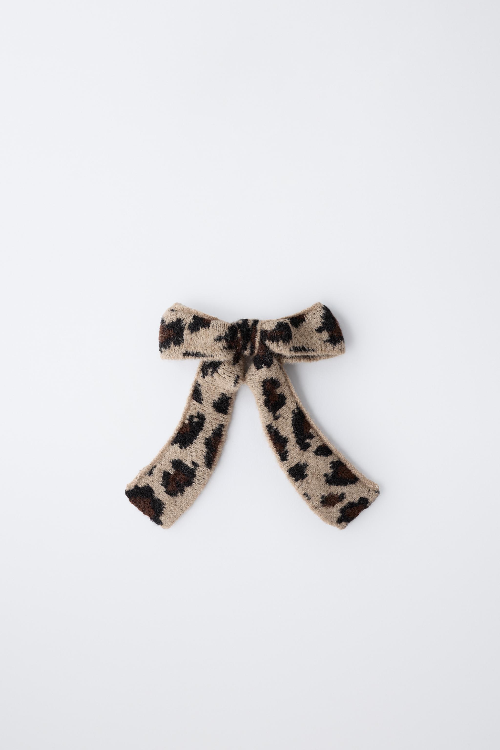 ZARA Bow Hair Clip - Animal Print ANIMAL PRINT BOW SCRUNCHIE - Brown | ZARA Australia main image 2
