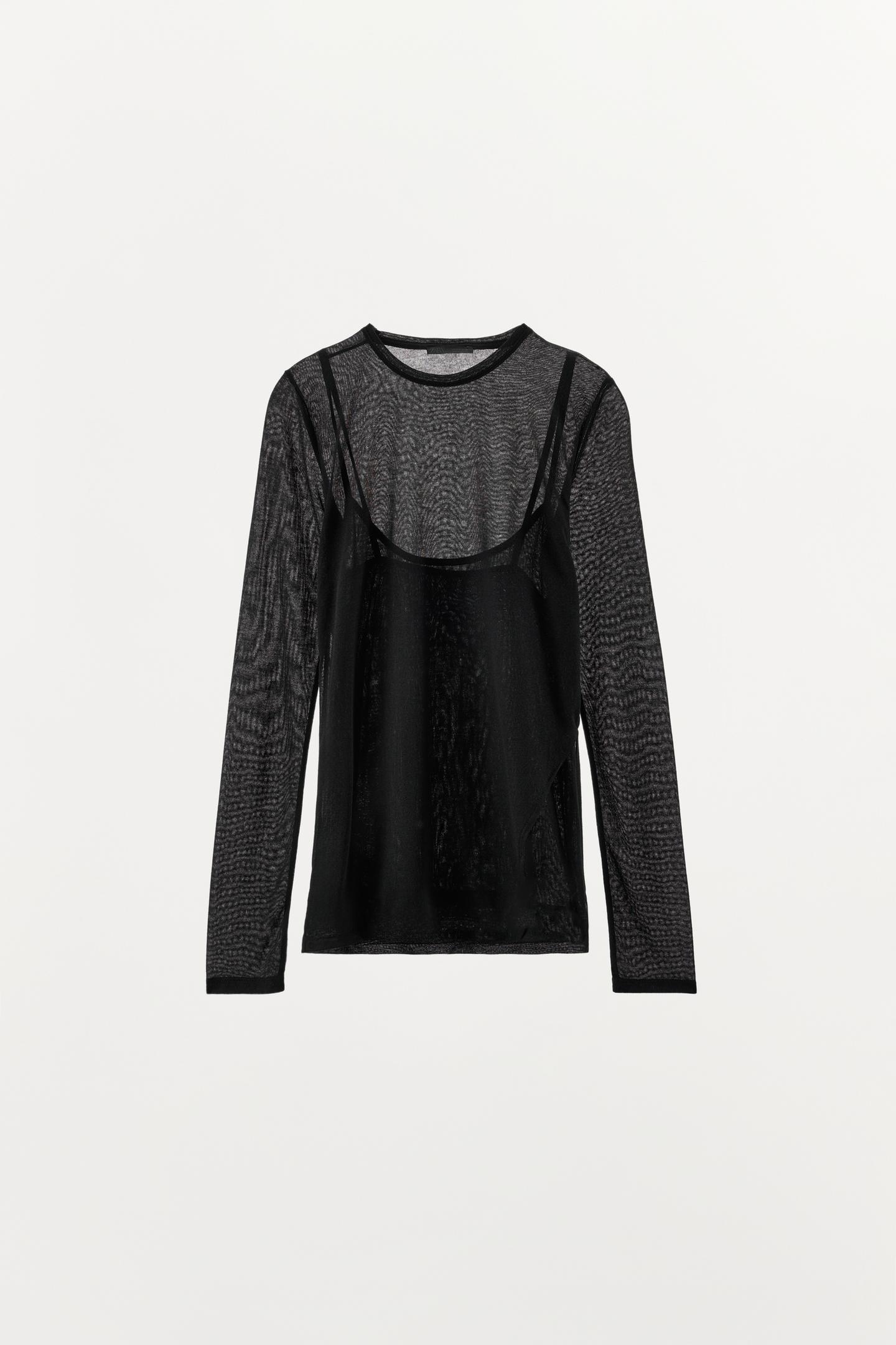 Женская футболка Zara Double Layer, цвет: Чёрный — фото 5