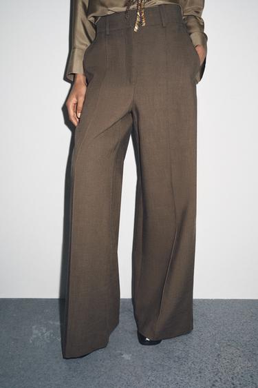 ZW COLLECTION MINIMAL TROUSERS - Brown by Zara - Image 1