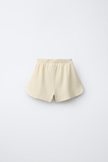 WAFFLE-KNIT BERMUDA SHORTS WITH SLOGAN - Yellow by Zara - Image 1