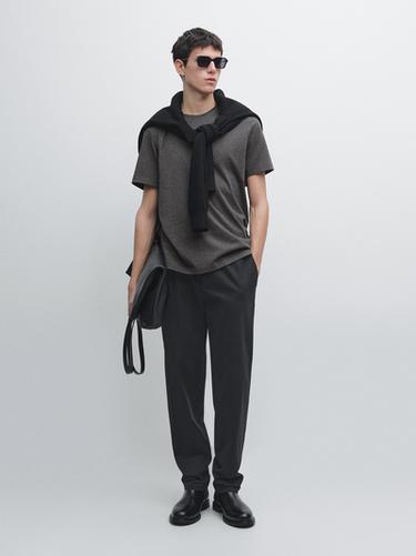 Zara Cotton blend jogger fit trousers - Navy blue - Image 0