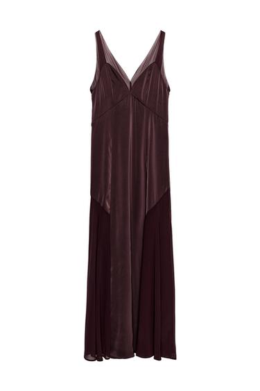 VESTITO LUNGO SATINATO ZW COLLECTION - GRANATA di Zara