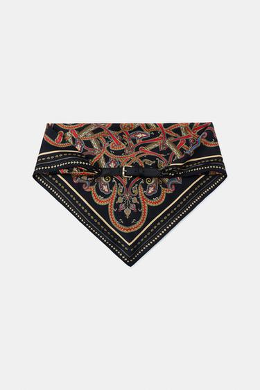 PRINTED SCARF BELT - Black by Zara - Image 4