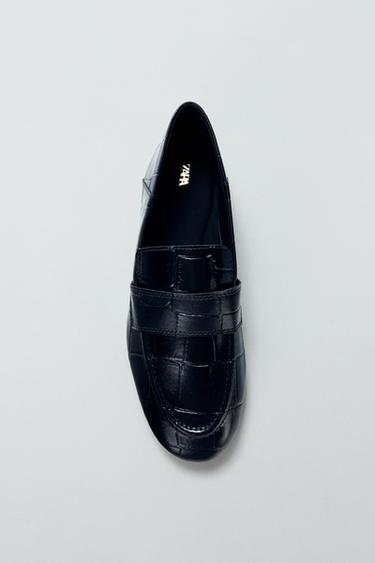 Zara EMBOSSED LOAFERS - Black