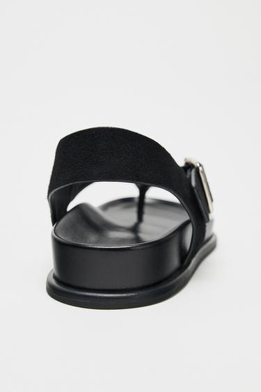 FLAT SUEDE SANDALS - Black by Zara - Image 5