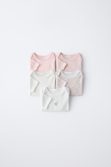 PACK CINCO BODIES MANGA CORTA FLORES - Rosa de Zara
