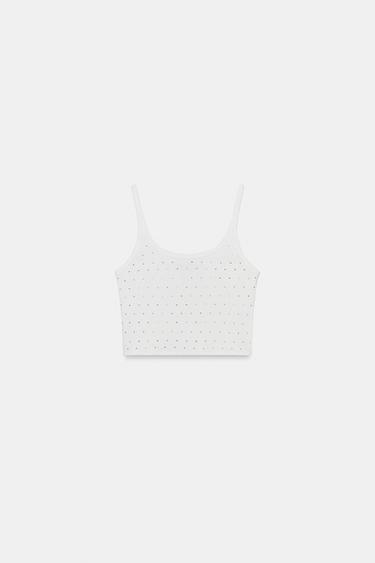 TOP CROP BRILLOS - Blanco roto de Zara