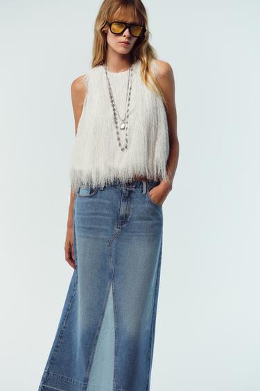 Z1975 COMBINED DENIM MIDI SKIRT - Mid-blue by Zara - Image 5