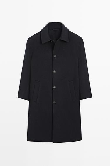 Long double-faced wool blend coat — Deep blue 2