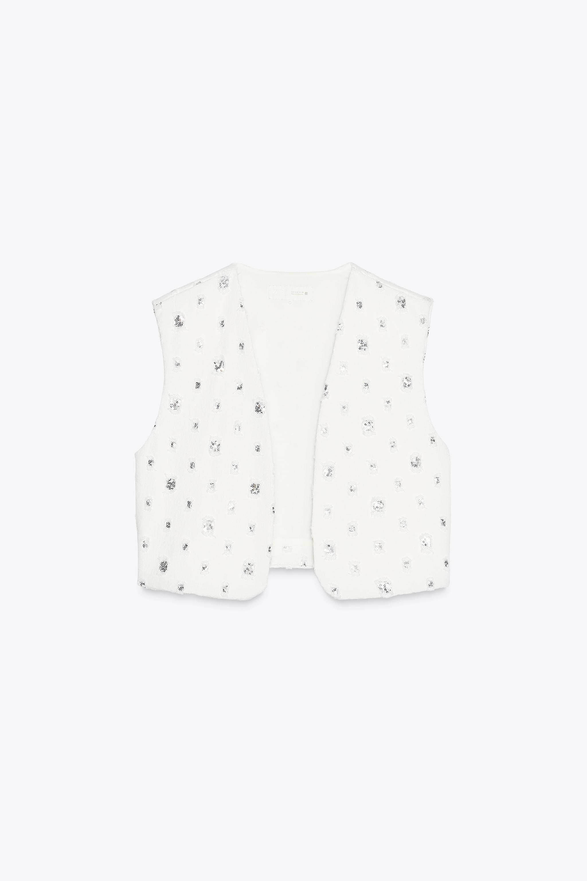 SEQUIN CROP VEST - White | ZARA United States