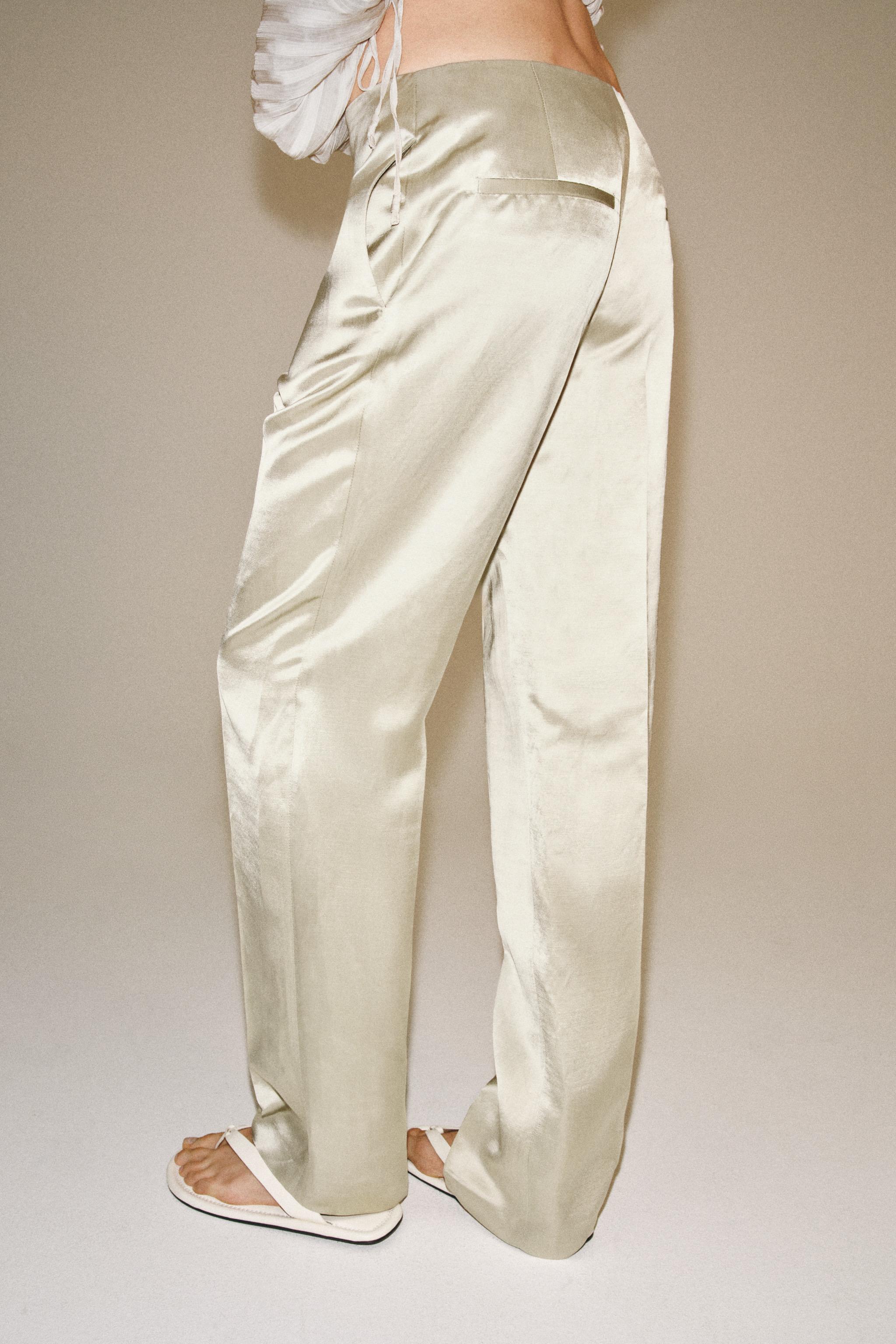 Женские брюки Zara ZW COLLECTION LINEN BLEND STRAIGHT-LEG TROUSERS — фото 3
