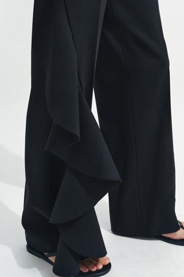 ZW COLLECTION FRILL TROUSERS - Black by Zara