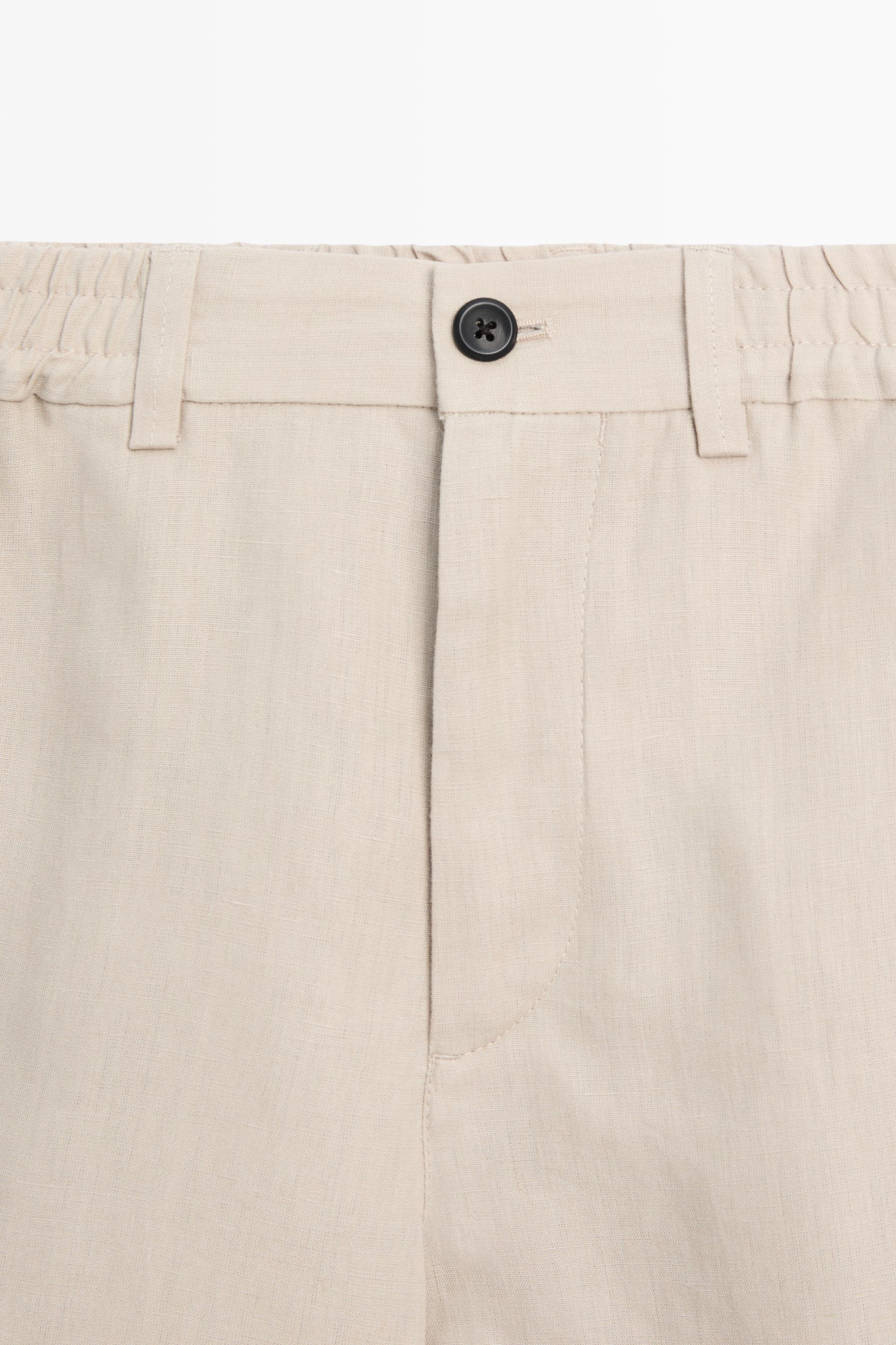 100% linen short Bermuda shorts