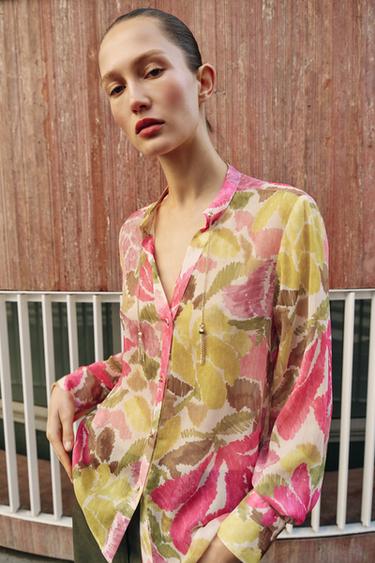 FLORAL PRINT BLOUSE WITH BEADING - Multicoloured by Zara