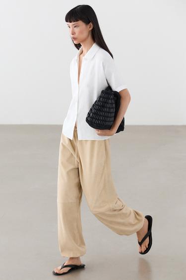 Zara 100% linen short sleeve shirt - White