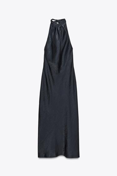 Zara HALTER MIDI DRESS - Black - Image 0