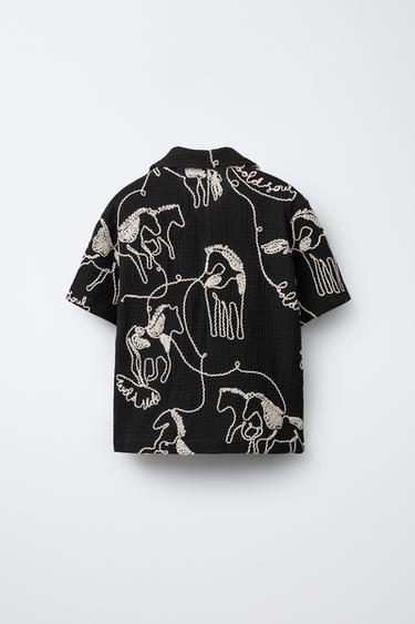 EMBROIDERED SHIRT - Black by Zara - Image 1