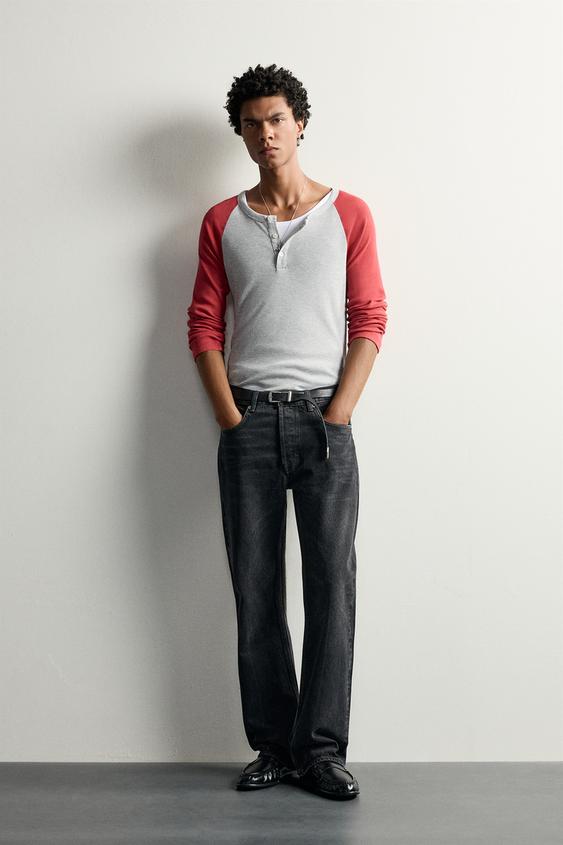 CAMISETA COLOR BLOCK SLIM FIT - Gris vigoré de Zara - Imagen 0