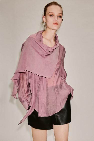 Zara ZW COLLECTION HANDKERCHIEF SHIRT - Lilac