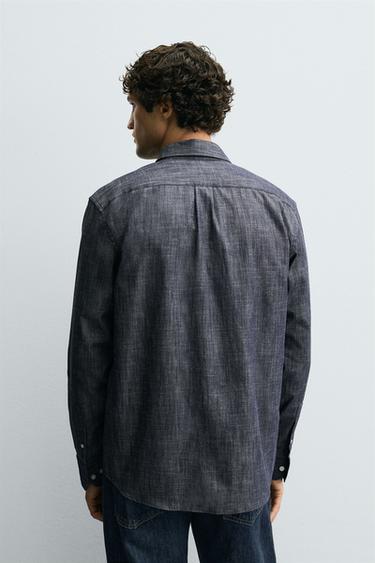 REGULAR FIT BUTTON-DOWN SHIRT - Dark indigo by Zara - Image 2