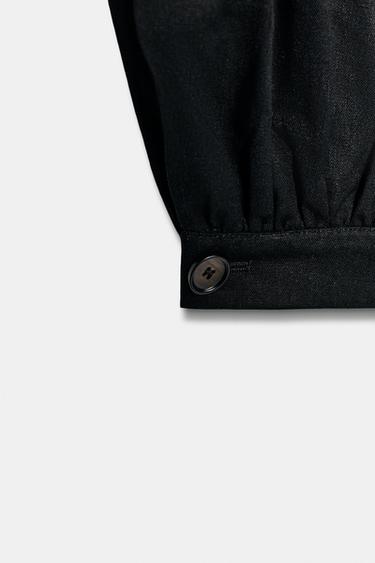 PANTALON BOUFFANT EN LIN À OUVERTURES - Noir de Zara - Image 8