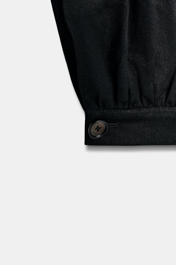 PANTALON BOUFFANT EN LIN À OUVERTURES - Noir de Zara - Image 8