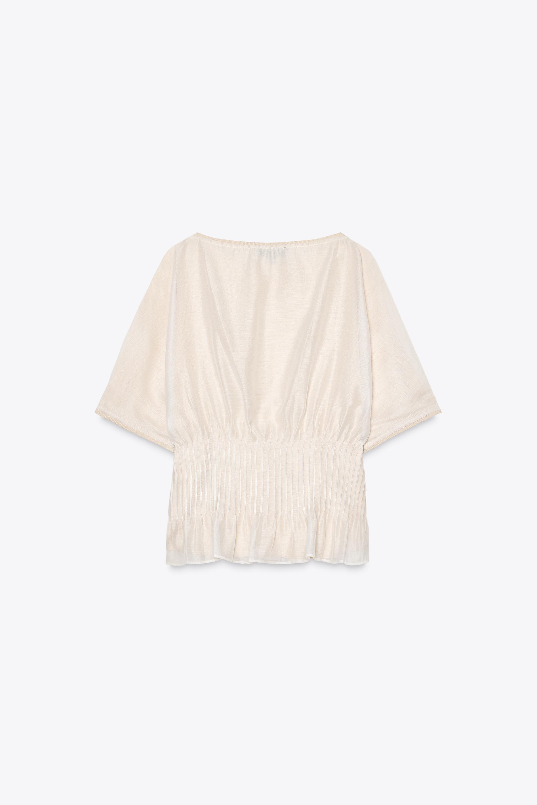 ZARA オーガンザ&ニットコンビトップ 2142/064 COMBINATION ORGANZA KNIT TOP - Ecru | ZARA United States