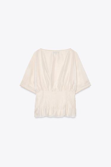 KNIT TOP WITH ORGANZA - Ecru by Zara - Image 8