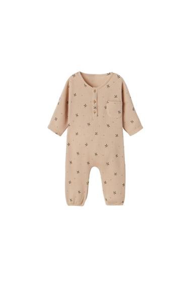 WAFFLE KNIT FLORAL JUMPSUIT