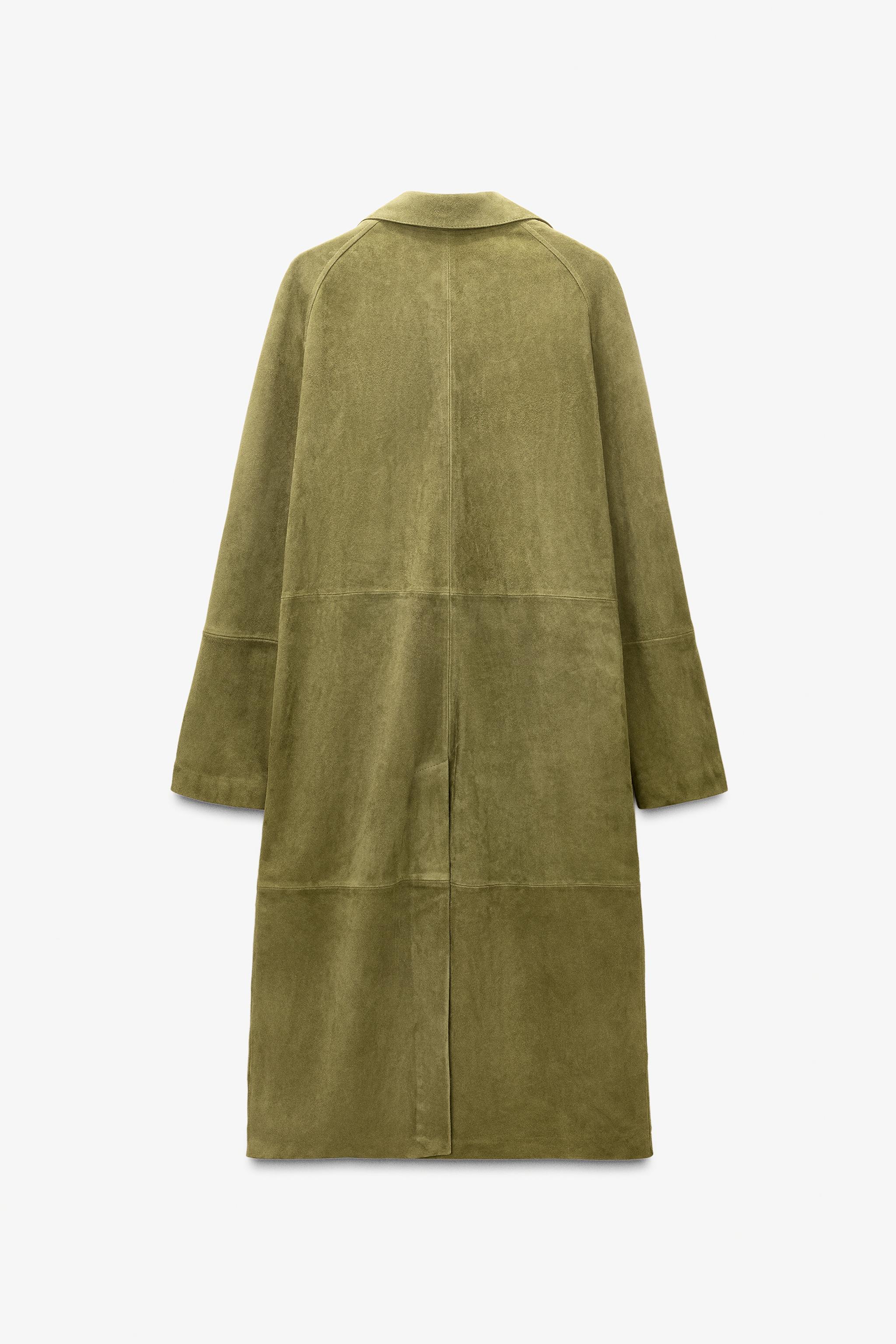 LIMITED EDITION 100% スエードレザーコート - ライトグリーン | ZARA 