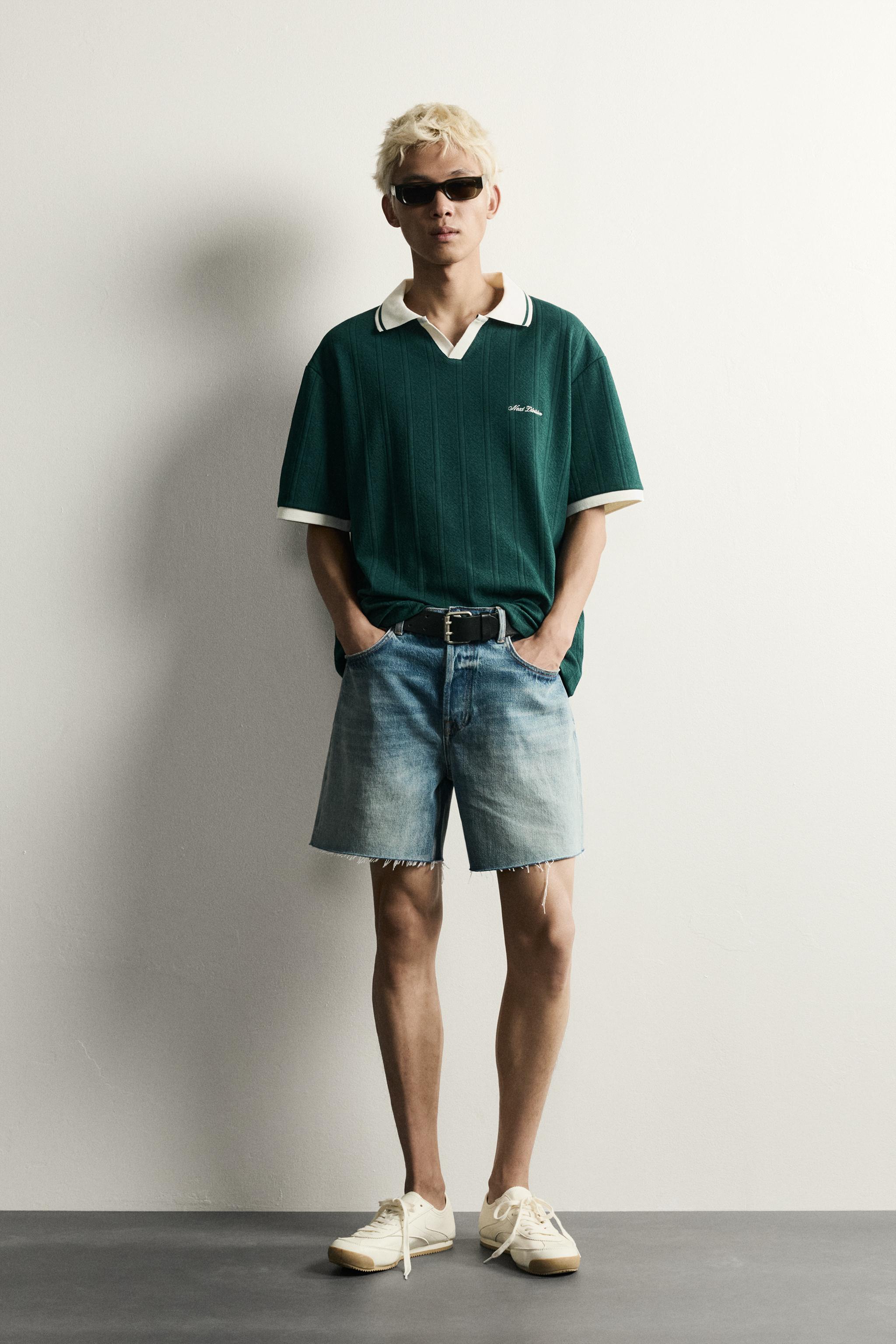 RELAXED FIT TEXTURED EMBROIDERED POLO