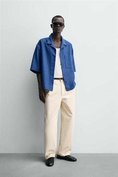 CAMISA BOXY FIT ESTRUCTURA - Azulón de Zara - Imagen 0
