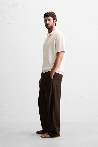 JACQUARD TEXTURED POLO SHIRT - Oyster-white by Zara - Image 3