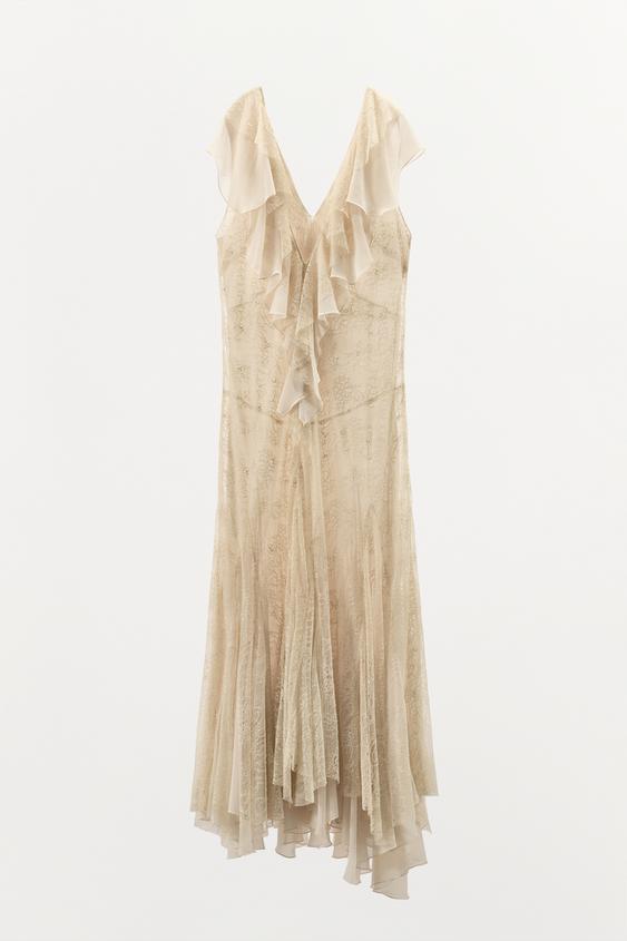 charm star lace & ruffle trim silk dress Zimmermann + Charm Star Lace & Ruffle Trim Silk Dress