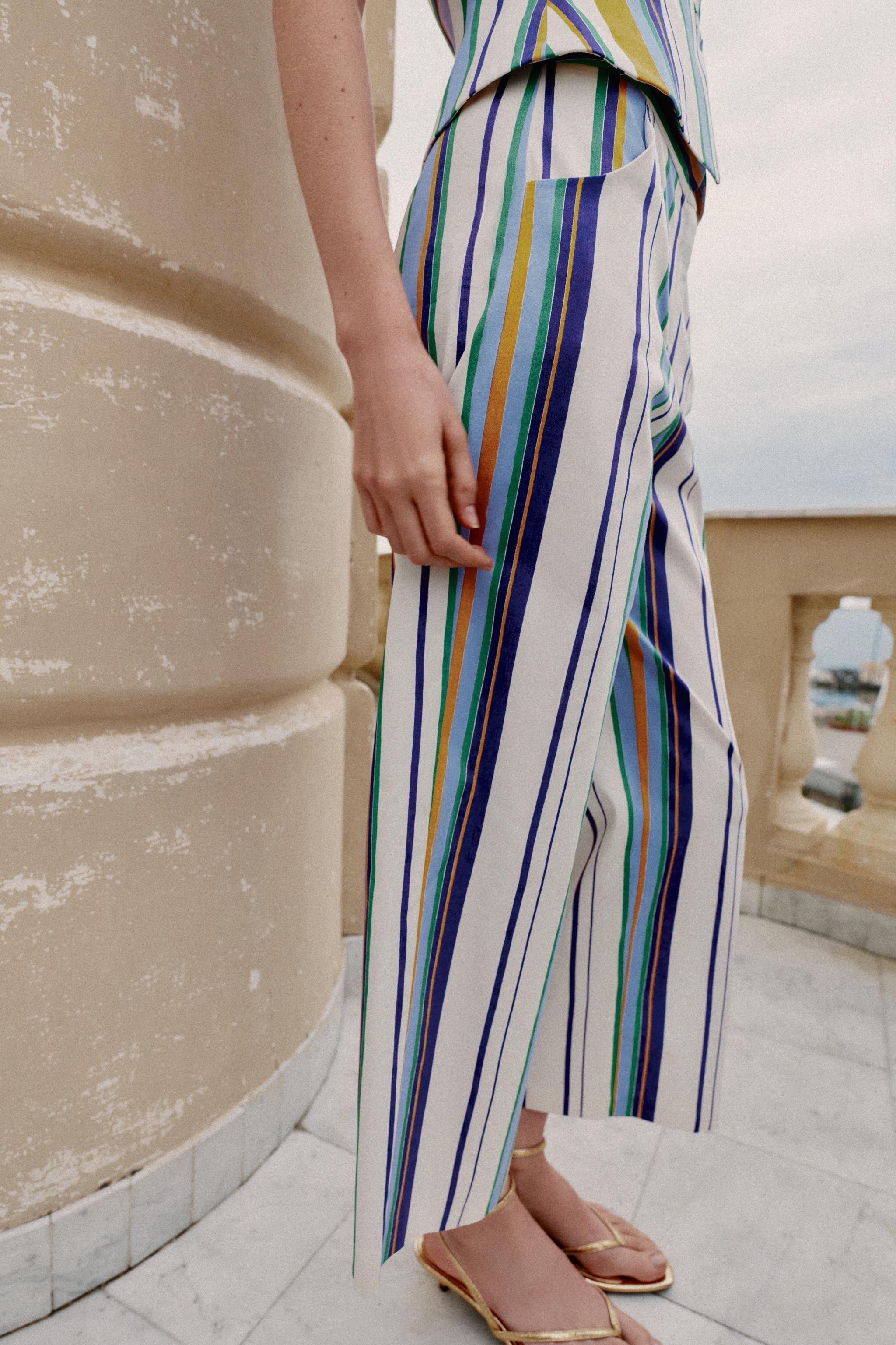 STRIPED STRAIGHT LEG PANTS