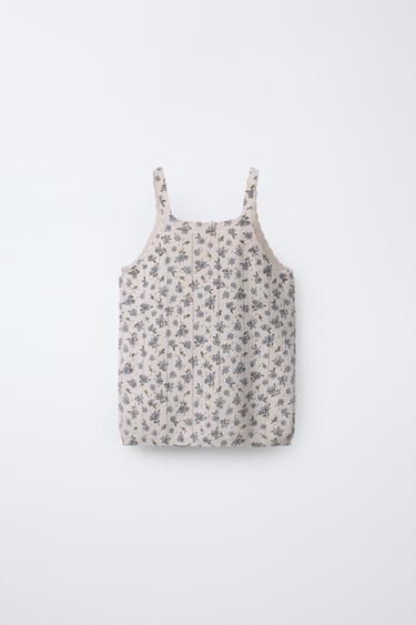 FINE KNIT FLORAL PRINT TOP - Beige by Zara - Image 1