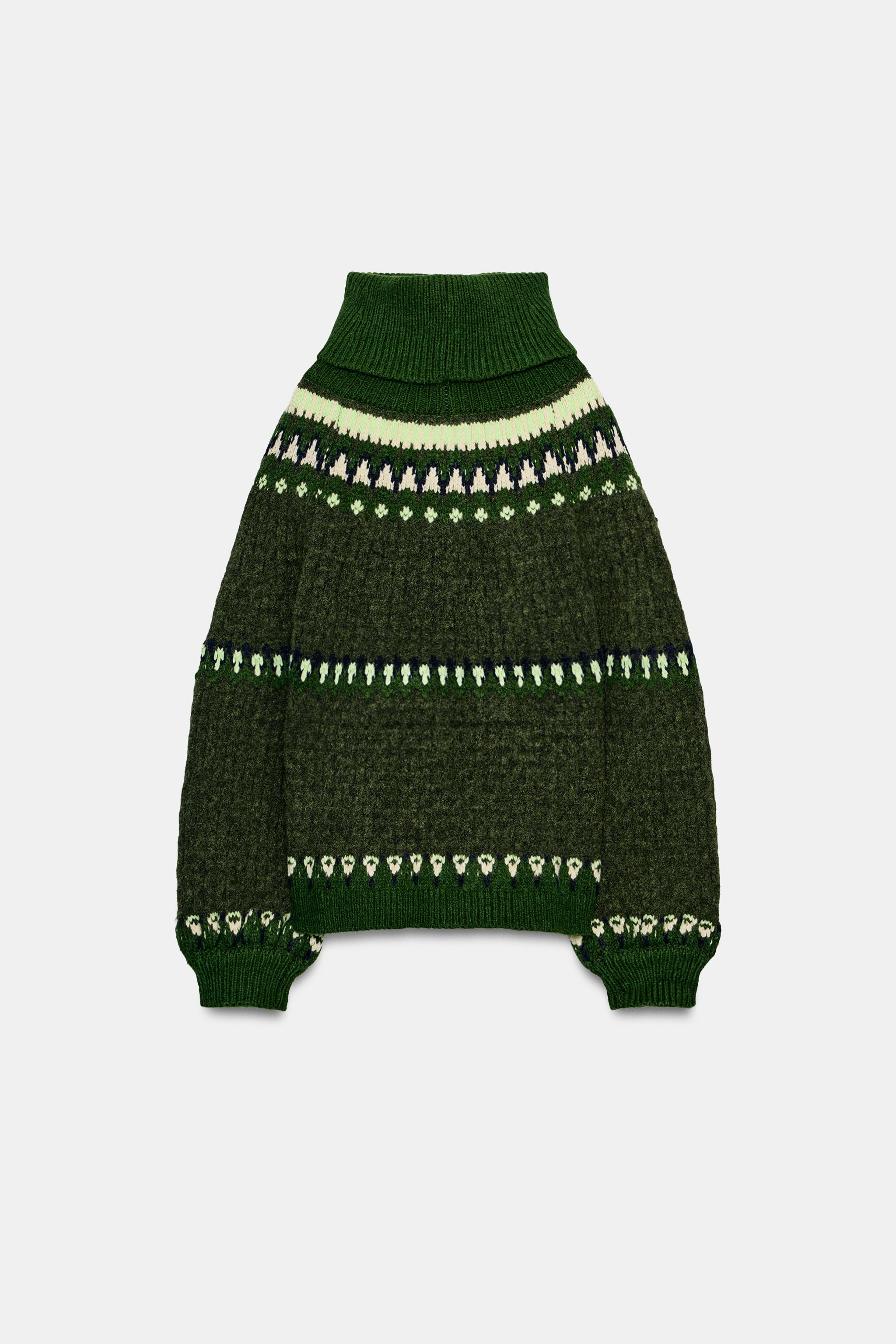 JACQUARD KNIT JUMPER - Greens | ZARA New Zealand