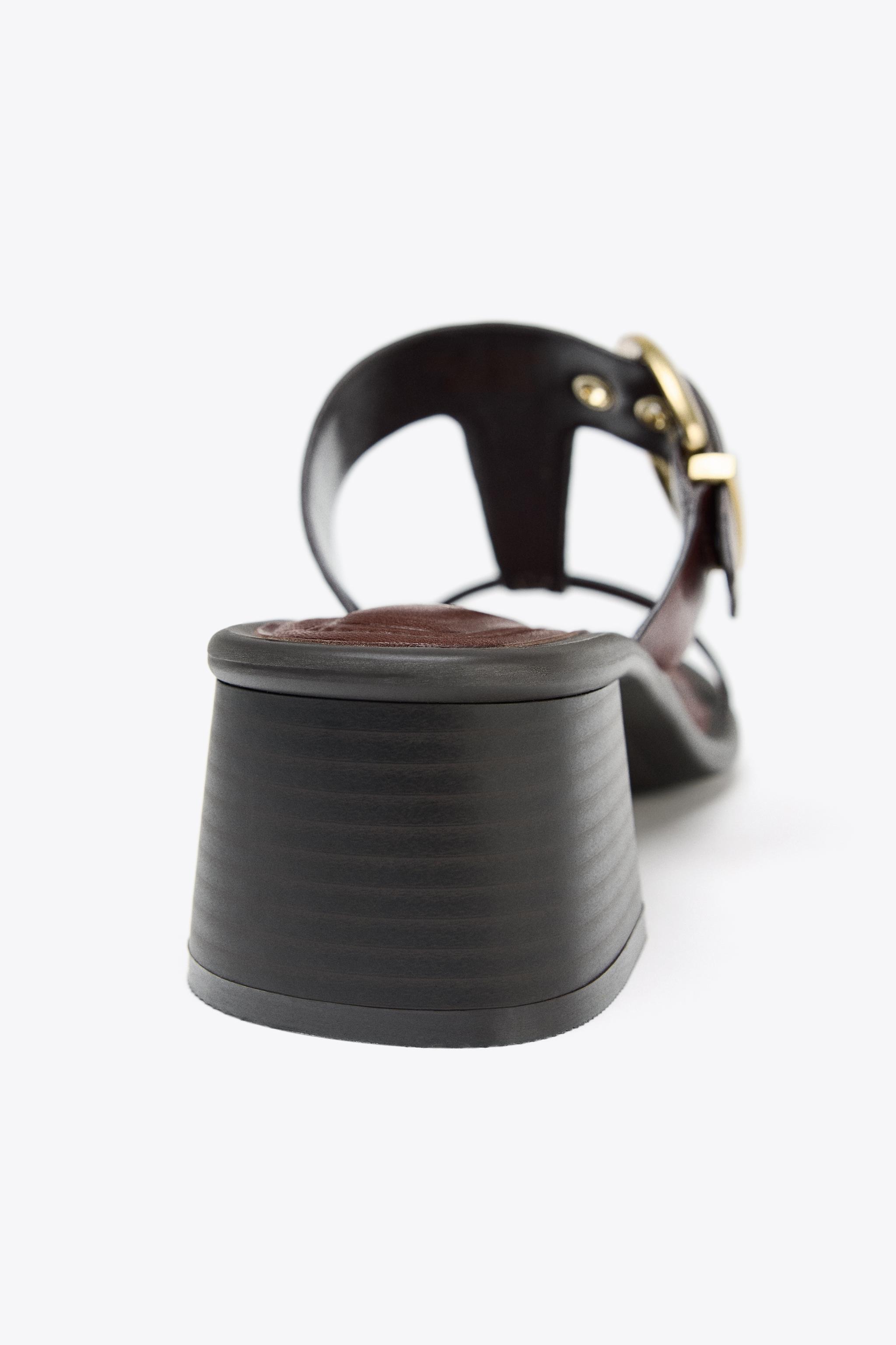 ZARA チャンキーヒール レザーサンダル 2349/510 チャンキーヒール レザーサンダル - ブラウン | ZARA Japan / 日本
