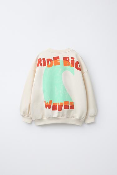 SUDADERA TEXTO BORDADO - Crudo de Zara
