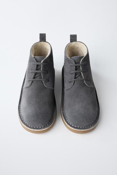 LINED LEATHER BOOTS - Blue grey by Zara - Image 3