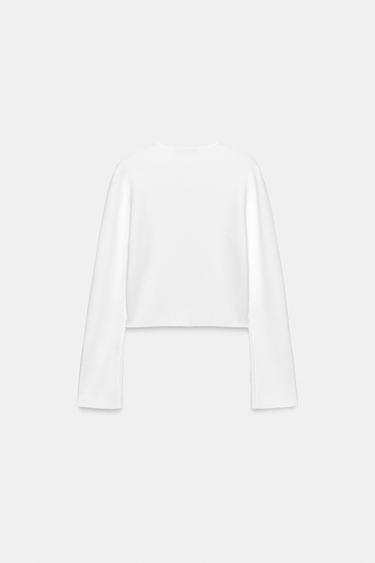 GILET EN MAILLE ZIPPÉ - Blanc de Zara - Image 4